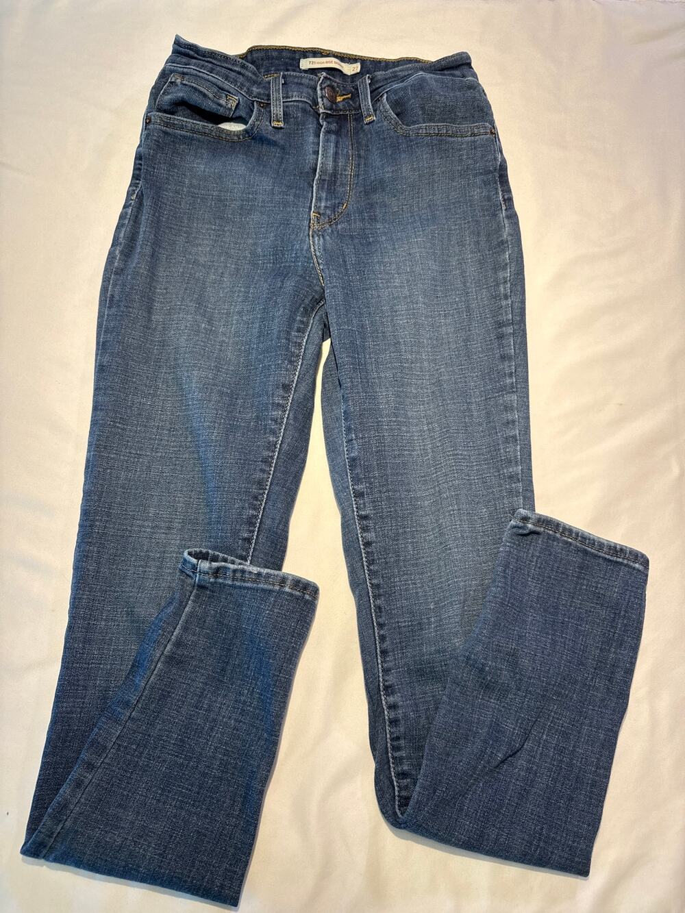 Levi’s 721 High Rise Skinny Jeans Womens 27 Medium Wash Blue Denim Stretch